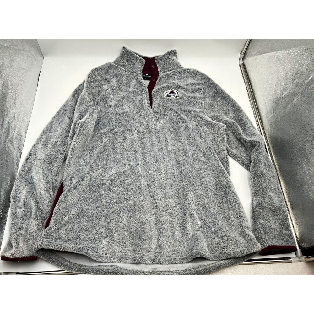 Colosseum Colorado Avalanche Womens XL Gray Fleece 1/4 Snap Mock Neck Pullover